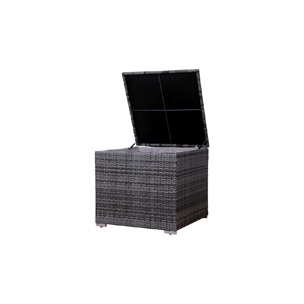 Coffre de rangement d'extérieur en résine tressée - 50 x 50 x 50